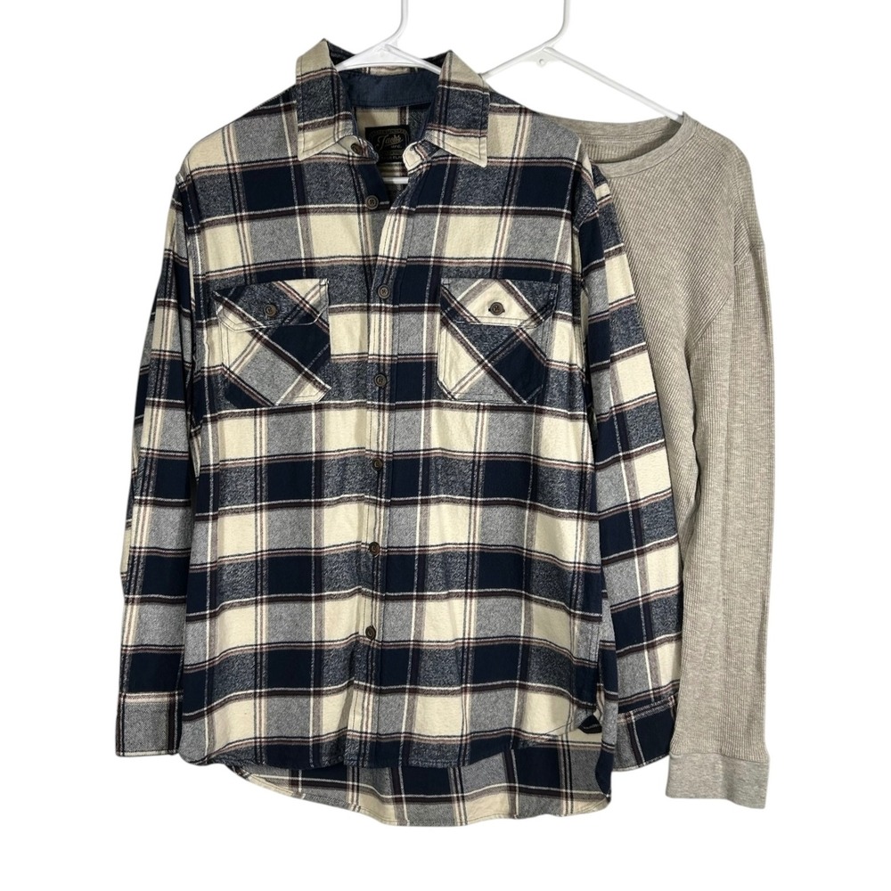Jachs NY Mens Heritage Flannel Plaid Shirt and Thermal Top 2 Piece Set Large